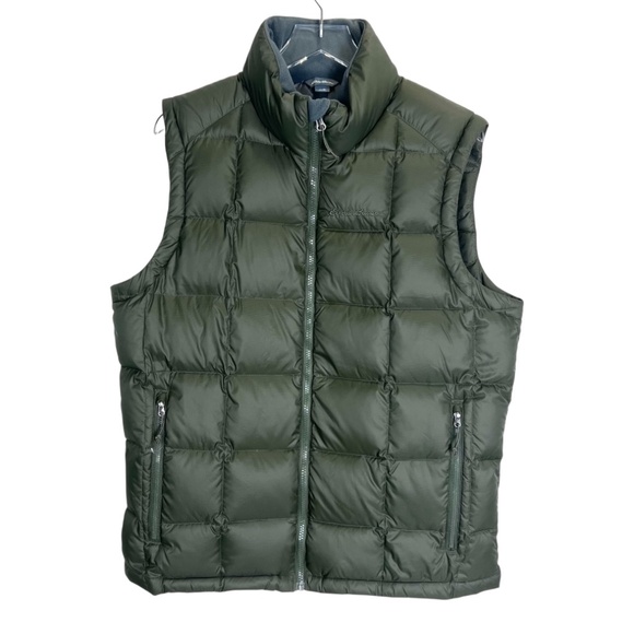 Eddie Bauer Men Goose Down Quilt Puffer Vest Full Zip Army Green Size Medium - Picture 1 of 16